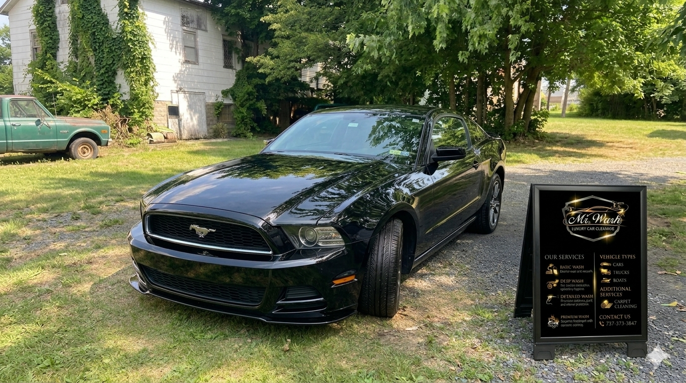 After — Ford Mustang gleaming black